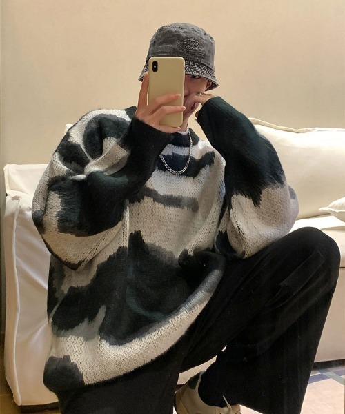 MGV（エムジーヴィー）の「ビックカモ柄シャギーニット（ニット/セーター・メンズ・ブラック/ベージュ/グリーン・MEDIUM/LARGE/X-LARGE）」の6枚目の写真