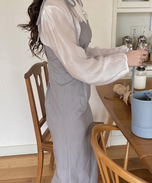 mood for a day（ムードフォーアデイ）の「pure slim onepiece  / ピュアスリムワンピース（ワンピース・レディース・グレー/ブラック・FREE）」の8枚目の写真