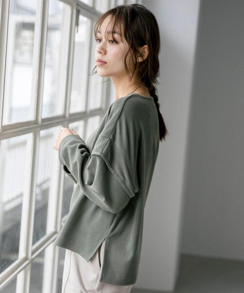 FEELING MADE（フィーリングメイド）の「FEELING MADE ストレッチマイクロフリース ショルダーコンシャス プルオーバー（Tシャツ/カットソー・レディース・ブラック/オリーブ/ナチュラル・FREE）」の3枚目の写真
