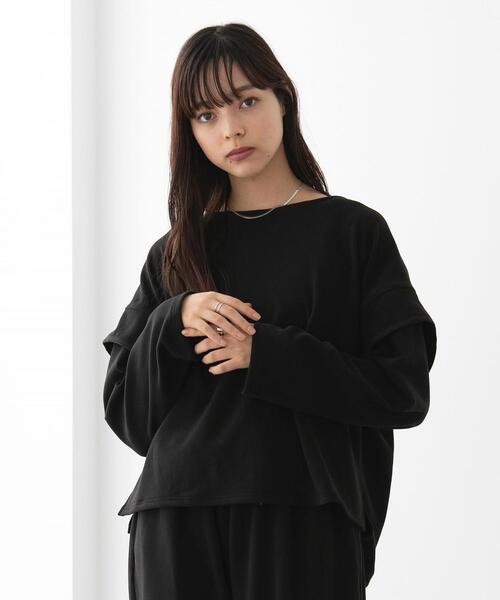 FEELING MADE（フィーリングメイド）の「FEELING MADE ストレッチマイクロフリース ショルダーコンシャス プルオーバー（Tシャツ/カットソー・レディース・ブラック/オリーブ/ナチュラル・FREE）」の4枚目の写真