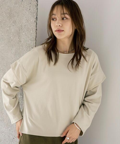 FEELING MADE（フィーリングメイド）の「FEELING MADE ストレッチマイクロフリース ショルダーコンシャス プルオーバー（Tシャツ/カットソー・レディース・ブラック/オリーブ/ナチュラル・FREE）」の6枚目の写真