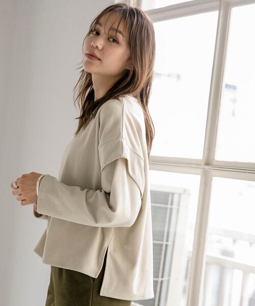 FEELING MADE（フィーリングメイド）の「FEELING MADE ストレッチマイクロフリース ショルダーコンシャス プルオーバー（Tシャツ/カットソー・レディース・ブラック/オリーブ/ナチュラル・FREE）」の7枚目の写真