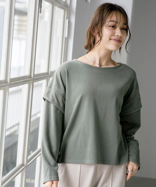 FEELING MADE（フィーリングメイド）の「FEELING MADE ストレッチマイクロフリース ショルダーコンシャス プルオーバー（Tシャツ/カットソー・レディース・ブラック/オリーブ/ナチュラル・FREE）」の9枚目の写真