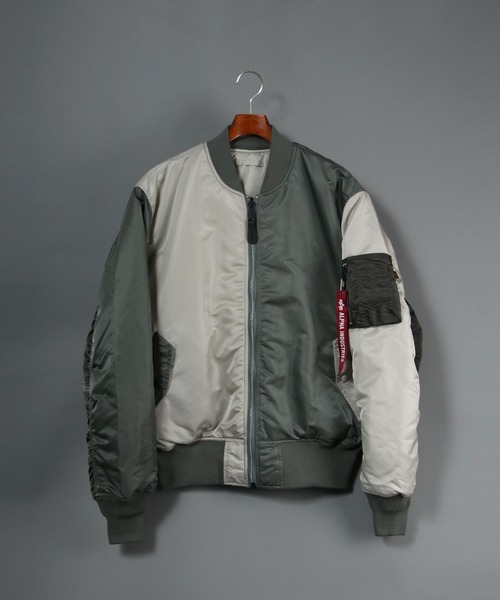 Alpha Industries(アルファインダストリーズ)の「ALPHA/アルファ MA-1 COLOR BLOCKED(MA-1・メンズ・ブラック/グレー・M/XL/L)」の2枚目の写真