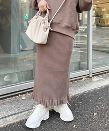 one after another NICE CLAUP（ワンアフターアナザーナイスクラップ）の「リブニット裾フリルスリットタイトスカート（スカート）」