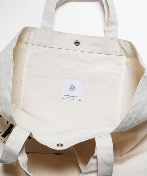 DOUBLE CHEESEBURGER（ダブルチーズバーガー）の「ダブルチーズバーガー トートバッグ -Cheese- / DOUBLE CHEESEBURGER Tote Bag -Cheese-（トートバッグ・メンズ・アイボリー/ブラック・FREE）」の4枚目の写真