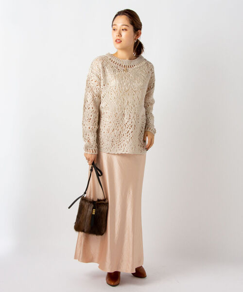 NOLLEY’S Sophi(ノーリーズソフィ)の「ハンマーサテンマーメイドスカート(スカート・レディース・サーモンピンク/ベージュ・38/36)」の7枚目の写真