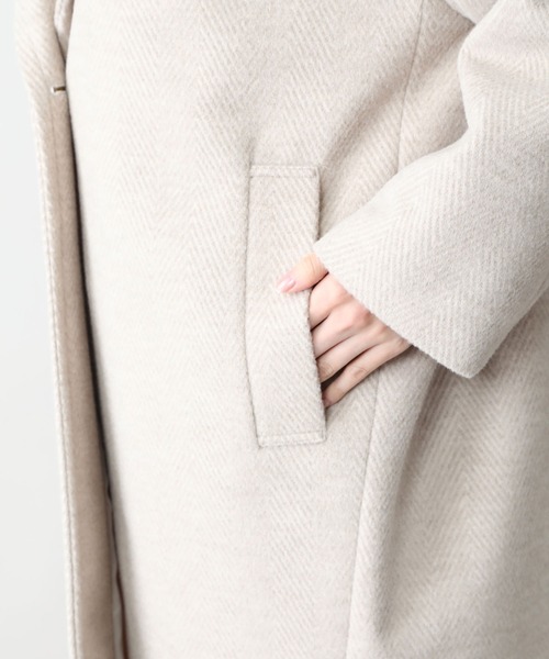 Munich（ミューニック）の「【WEB限定】ダブルジャージーヘリンボーン　チェスターコート（チェスターコート・レディース・グレイッシュベージュ/グレー/ブラウン・S/XS）」の18枚目の写真