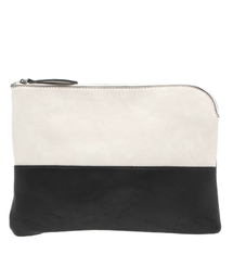 フェイクレザーバイカラークラッチBAG