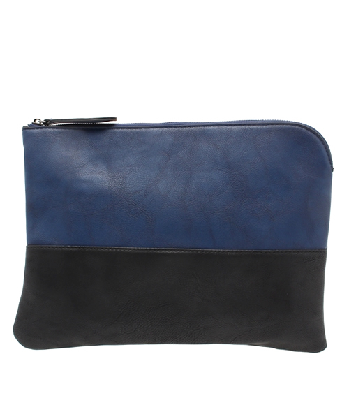 VENCEEXCHANGE(ヴァンスエクスチェンジ)の「フェイクレザーバイカラークラッチBAG (クラッチバッグ・メンズ・グレー/スカイブルー・FREE)」の1枚目の写真