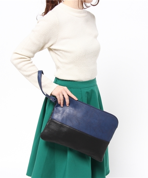 VENCEEXCHANGE(ヴァンスエクスチェンジ)の「フェイクレザーバイカラークラッチBAG (クラッチバッグ・メンズ・グレー/スカイブルー・FREE)」の10枚目の写真