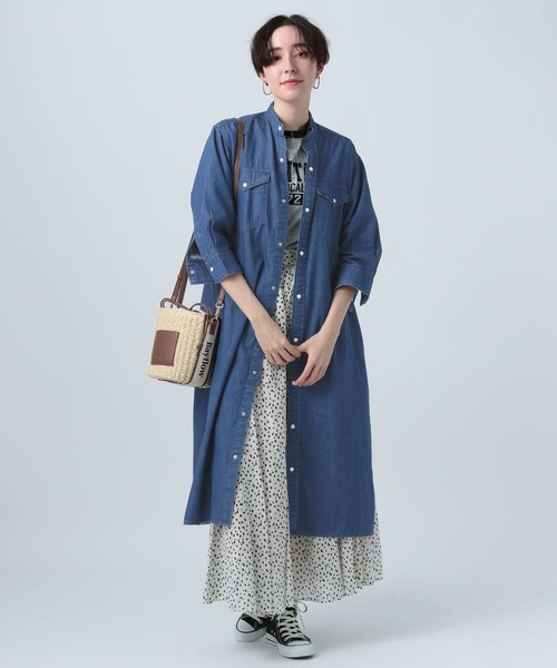 Lee（リー）の「【Lee(リー)】デニムシャツワンピース（ワンピース・レディース・ライトブルー/ネイビー・FREE）」の7枚目の写真