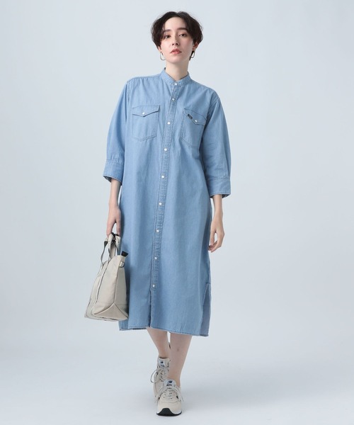 Lee（リー）の「【Lee(リー)】デニムシャツワンピース（ワンピース・レディース・ライトブルー/ネイビー・FREE）」の9枚目の写真