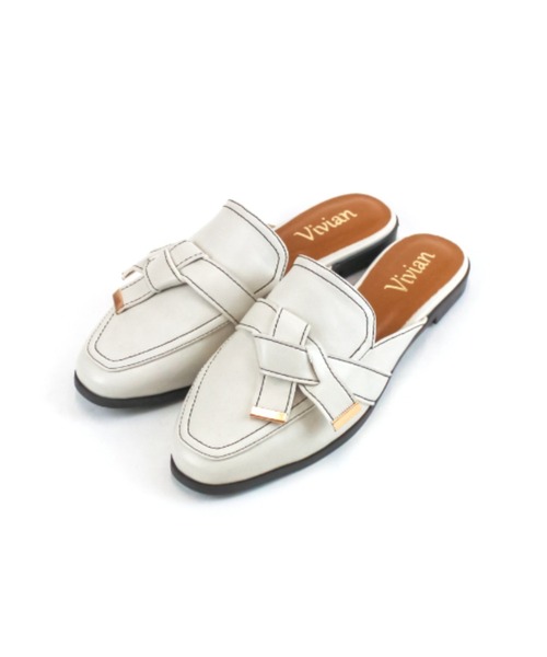 VIVIAN（ヴィヴィアン）の「スクエアトゥノットデザインベルトスリッパミュール（パンプス・レディース・ブラック/ブラウン/グレー系その他7/アイボリー・S/M/L/LL）」の12枚目の写真