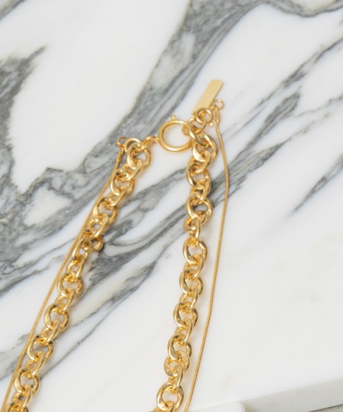 MAISON SPECIAL（メゾンスペシャル）の「Snake＆Wide Chain Double Necklace/スネーク＆ワイドチェーンダブルネックレス【MAISON SPECIAL/メゾンスペシャル】（ネックレス・レディース・ゴールド・FREE）」の9枚目の写真