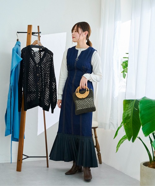 コムデギャルソン ガール AD2020 ギャザー ミモレ丈ワンピース 濃紺 XS 8009002008689_1.jpg?v=