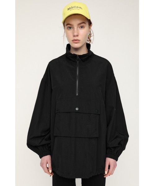 SLY（スライ）の「NYLON STAND ZIP PULL OVER ナイロン スタンドジップ プルオーバー（パーカー・レディース・ブラック/ピンク・FREE）」の7枚目の写真