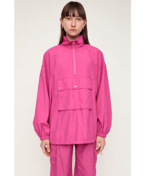 SLY（スライ）の「NYLON STAND ZIP PULL OVER ナイロン スタンドジップ プルオーバー（パーカー・レディース・ブラック/ピンク・FREE）」の9枚目の写真