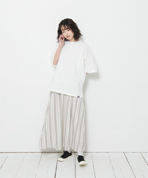 OUTDOOR PRODUCTS APPAREL（アウトドアプロダクツアパレル）の「コットンリネンストライプフレアスカート（スカート・レディース・カーキ/ベージュ/ライトグレー/アイボリー・MEDIUM）」の19枚目の写真