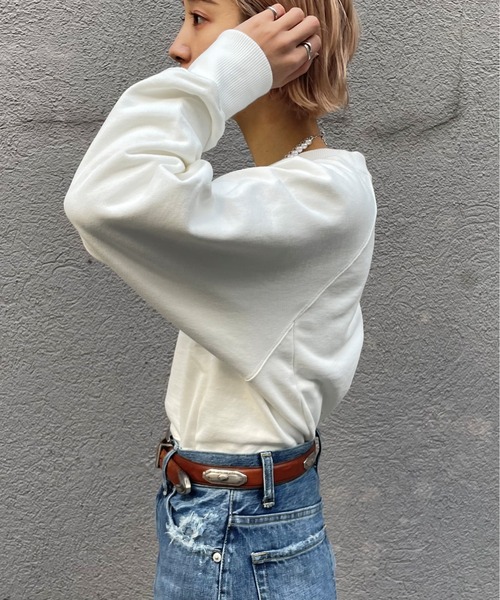 CIAOPANIC（チャオパニック）の「カレッジアーチロゴスウェット（Tシャツ/カットソー・レディース・オフホワイト/ブルー/イエロー/ピンク・FREE）」の7枚目の写真