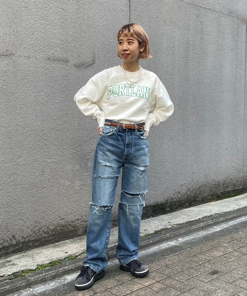 CIAOPANIC（チャオパニック）の「カレッジアーチロゴスウェット（Tシャツ/カットソー・レディース・オフホワイト/ブルー/イエロー/ピンク・FREE）」の10枚目の写真