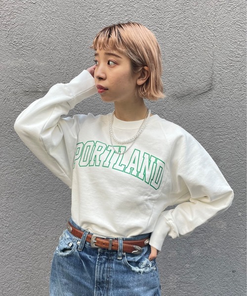 CIAOPANIC（チャオパニック）の「カレッジアーチロゴスウェット（Tシャツ/カットソー・レディース・オフホワイト/ブルー/イエロー/ピンク・FREE）」の9枚目の写真