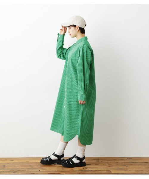 RODEO CROWNS WIDE BOWL（ロデオクラウンズワイドボウル）の「ボタンダウンシャツワンピース（シャツワンピース・レディース・グリーン系その他/ブルー系その他2・FREE）」の5枚目の写真