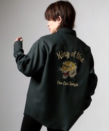 グラフィック背中刺繍シャツ メンズ レディース ユニセックス/長袖レギュラーカラーシャツ