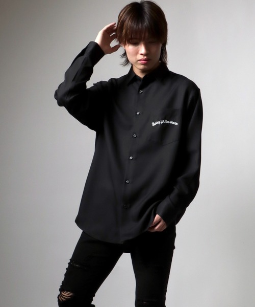 2265Z 美品 エトロ リネン刺繍シャツ 黒 長袖42 セール】グラフィック背中刺繍シャツ メンズ レディース ユニセックス