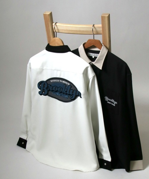 Salong hameu（サロン ハミュー）の「グラフィック背中刺繍シャツ メンズ レディース ユニセックス/長袖レギュラーカラーシャツ（シャツ/ブラウス・メンズ・グレー/ブラック/ホワイト/ブラック系その他/グリーン/ホワイト系その他/ホワイト系その他2/グレイッシュブルー/グリーン系その他/ベージュ/ホワイト系その他3/ブラック系その他2/ブラック系その他3/ブラック系その他4/ブラック系その他5/ブラック系その他6/ブラック系その他7・M/L/LL）」の19枚目の写真