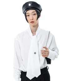 BASIC COTTON | A'GEM/9 × .kom『BASIC COTTON/ベーシックコットン』タイデザイン長袖シャツ(シャツ/ブラウス)