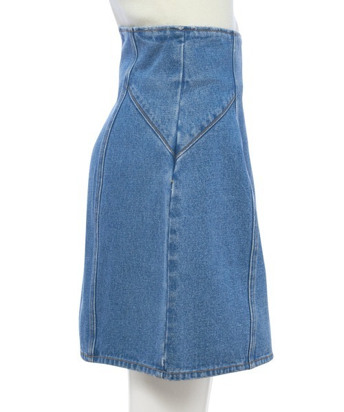 LILY BROWN（リリーブラウン）の「ハイウエストデニムミニスカート（デニムスカート・レディース・ホワイト/ブルー・1/0）」の5枚目の写真
