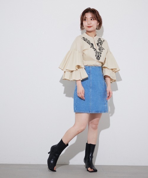 LILY BROWN（リリーブラウン）の「ハイウエストデニムミニスカート（デニムスカート・レディース・ホワイト/ブルー・1/0）」の17枚目の写真