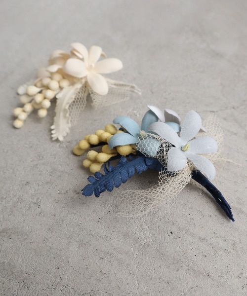 chambre de charme（シャンブルドゥシャーム）の「△cdc レモンとミモザのブローチ（ブローチ/コサージュ・レディース・サックスブルー/アイボリー・FREE）」の21枚目の写真
