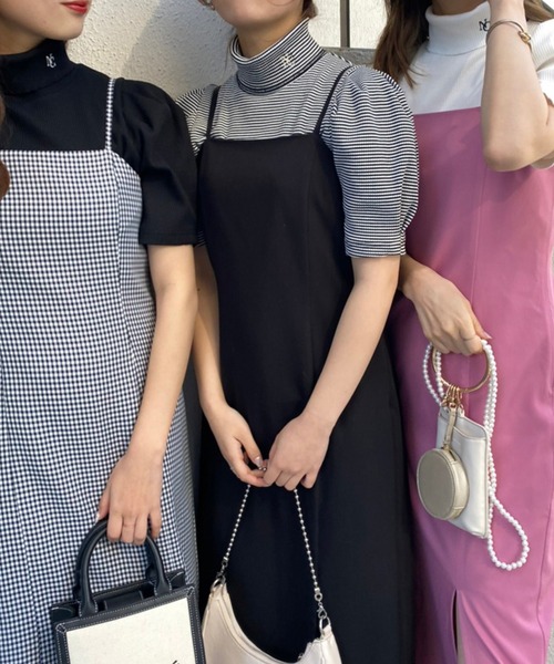 セール】タートルネックイニシャルテレコトップス（Tシャツ/カットソー