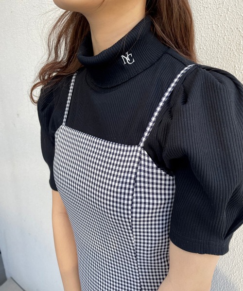 セール】タートルネックイニシャルテレコトップス（Tシャツ/カットソー