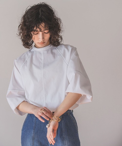 A part by（アパートバイ）の「ステッチカラーパフブラウス6S 277695