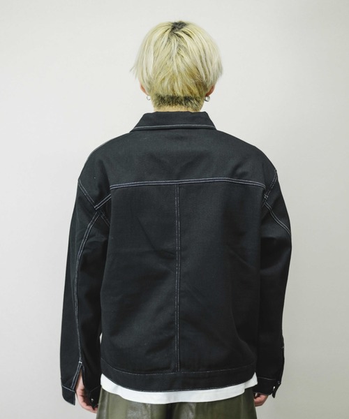 Chikashitsu +(チカシツプラス)の「【Chikashitsu +/チカシツプラス】cropped stitch jacket/クロップドステッチジャケット ライトアウター スプリングジャケット(その他アウター・メンズ・ブラック/ブルー/ホワイト・ONE SIZE)」の16枚目の写真