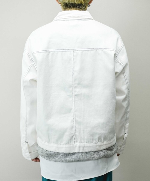 Chikashitsu +(チカシツプラス)の「【Chikashitsu +/チカシツプラス】cropped stitch jacket/クロップドステッチジャケット ライトアウター スプリングジャケット(その他アウター・メンズ・ブラック/ブルー/ホワイト・ONE SIZE)」の10枚目の写真