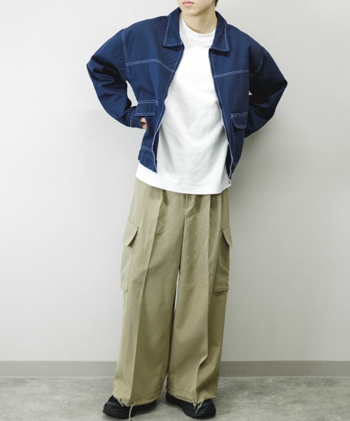 Chikashitsu +(チカシツプラス)の「【Chikashitsu +/チカシツプラス】cropped stitch jacket/クロップドステッチジャケット ライトアウター スプリングジャケット(その他アウター・メンズ・ブラック/ブルー/ホワイト・ONE SIZE)」の18枚目の写真