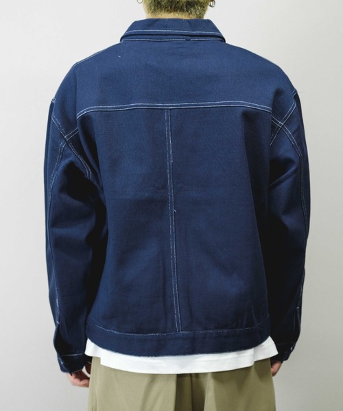 Chikashitsu +(チカシツプラス)の「【Chikashitsu +/チカシツプラス】cropped stitch jacket/クロップドステッチジャケット ライトアウター スプリングジャケット(その他アウター・メンズ・ブラック/ブルー/ホワイト・ONE SIZE)」の22枚目の写真