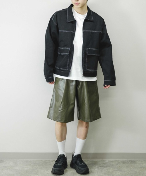 Chikashitsu +(チカシツプラス)の「【Chikashitsu +/チカシツプラス】cropped stitch jacket/クロップドステッチジャケット ライトアウター スプリングジャケット(その他アウター・メンズ・ブラック/ブルー/ホワイト・ONE SIZE)」の12枚目の写真