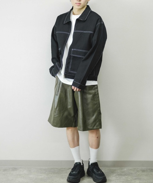Chikashitsu +(チカシツプラス)の「【Chikashitsu +/チカシツプラス】cropped stitch jacket/クロップドステッチジャケット ライトアウター スプリングジャケット(その他アウター・メンズ・ブラック/ブルー/ホワイト・ONE SIZE)」の13枚目の写真