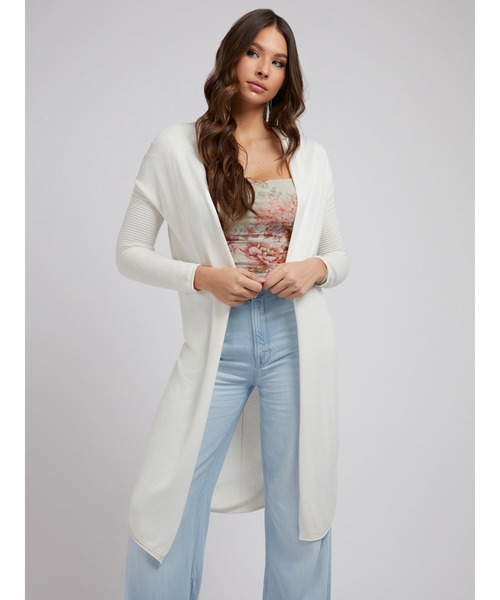 Guess（ゲス）の「Camille Open-Front Cardigan（カーディガン/ボレロ・レディース・ホワイト/ベージュ・SMALL/MEDIUM/X-SMALL）」の6枚目の写真