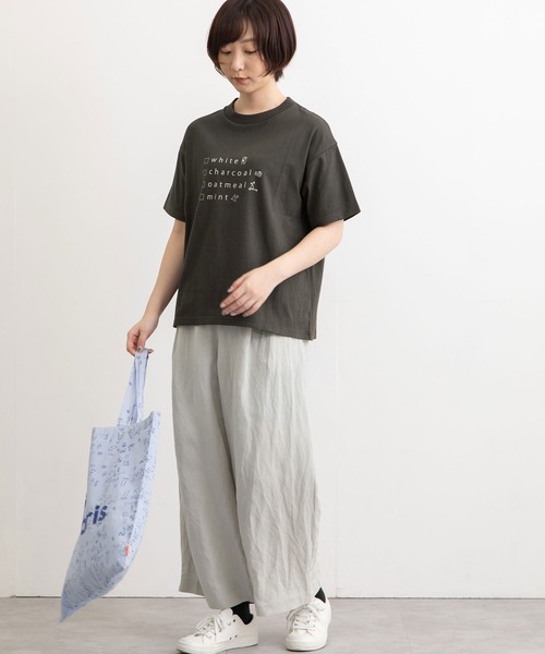 POU DOU DOU（プードゥドゥ）の「カラーネームプリントTee（Tシャツ/カットソー・レディース・オフホワイト/ライトグリーン/ダークグレー/オートミール・3）」の9枚目の写真