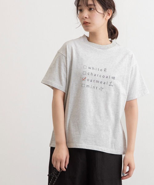 POU DOU DOU（プードゥドゥ）の「カラーネームプリントTee（Tシャツ/カットソー・レディース・オフホワイト/ライトグリーン/ダークグレー/オートミール・3）」の12枚目の写真