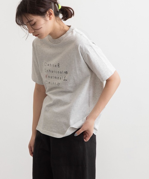 POU DOU DOU（プードゥドゥ）の「カラーネームプリントTee（Tシャツ/カットソー・レディース・オフホワイト/ライトグリーン/ダークグレー/オートミール・3）」の13枚目の写真
