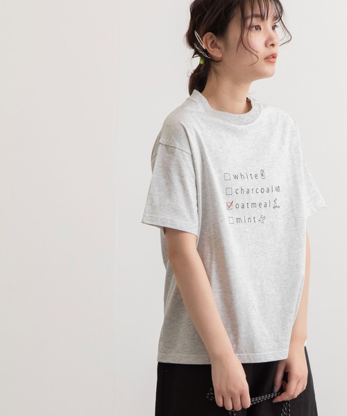 POU DOU DOU（プードゥドゥ）の「カラーネームプリントTee（Tシャツ/カットソー・レディース・オフホワイト/ライトグリーン/ダークグレー/オートミール・3）」の15枚目の写真