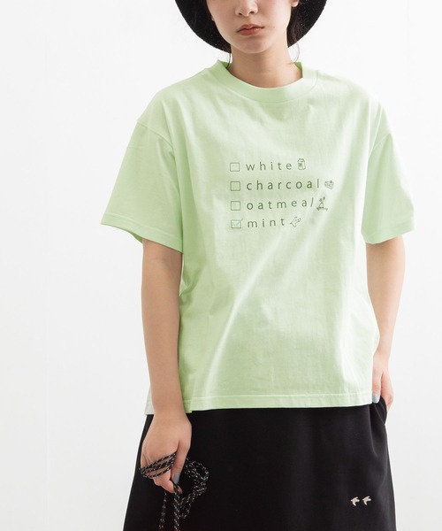 POU DOU DOU（プードゥドゥ）の「カラーネームプリントTee（Tシャツ/カットソー・レディース・オフホワイト/ライトグリーン/ダークグレー/オートミール・3）」の19枚目の写真