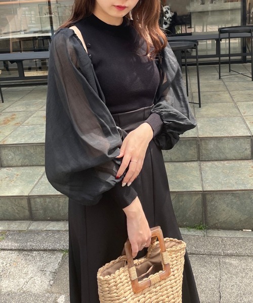 one after another NICE CLAUP（ワンアフターアナザーナイスクラップ）の「肌見せができるシアーボレロインナーセット（アンサンブル・レディース・アイボリー/ブラック/ブラウン系・FREE）」の3枚目の写真